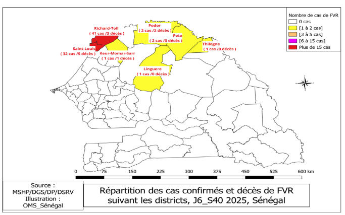 RVFV global distribution and 2025 Senegal outbreak heatmap