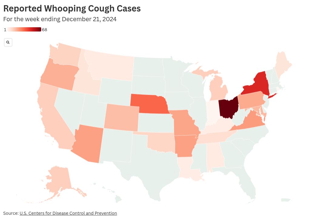 U.S. Pertussis Incidence Map 2025